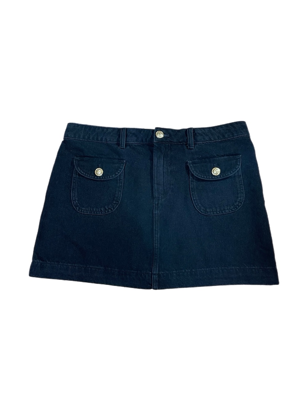 NWT - H&M Black Denim Gold-Buttons Pocket Skirt